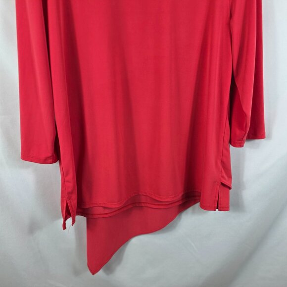 Chico's Size 2 Ultimate Tee Women's Size Large Dark Pink Asymmetrical Hem - Picture 11 of 12